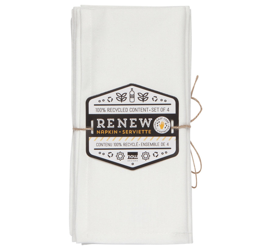 Renew Solid White 4 Napkin Set