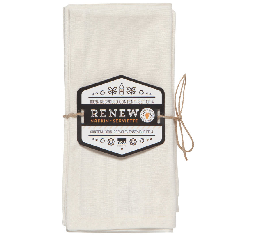 Renew Solid Ivory 4 Napkin Set