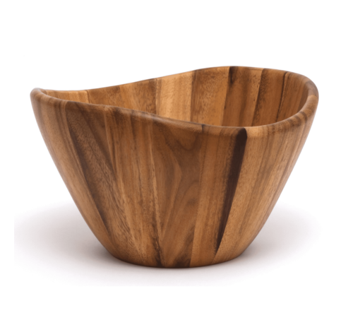 Lipper Acacia 12" Wave Rim Bowl