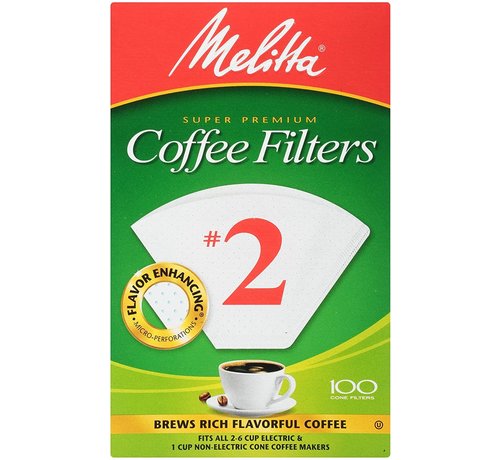 Melitta #2 Bleached Coffee Filters - 100 CT