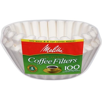Melitta JR White,  4-6 Cup Basket Coffee Filter - 100 Ct