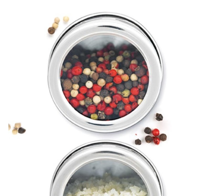 Magnetic Spice Jars, Stainless Steel - Set of 2