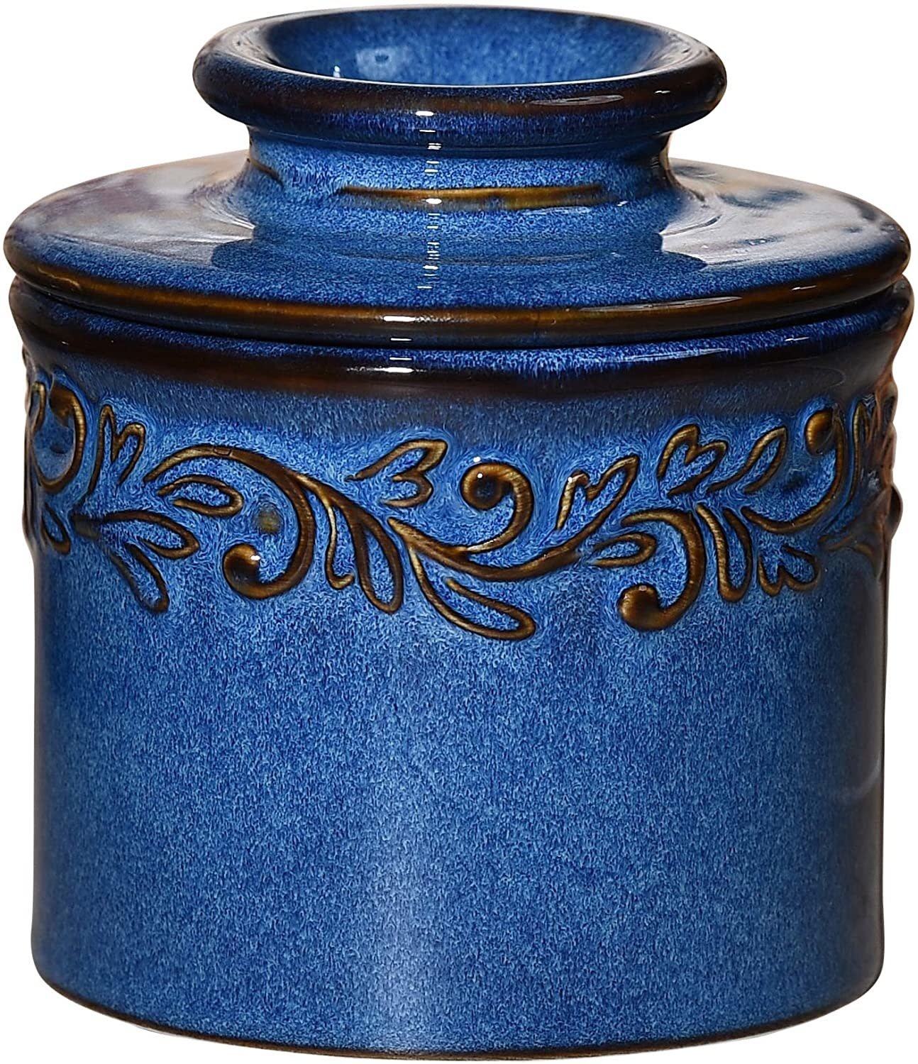 Antique Butter Bell Crock - Blue Denim