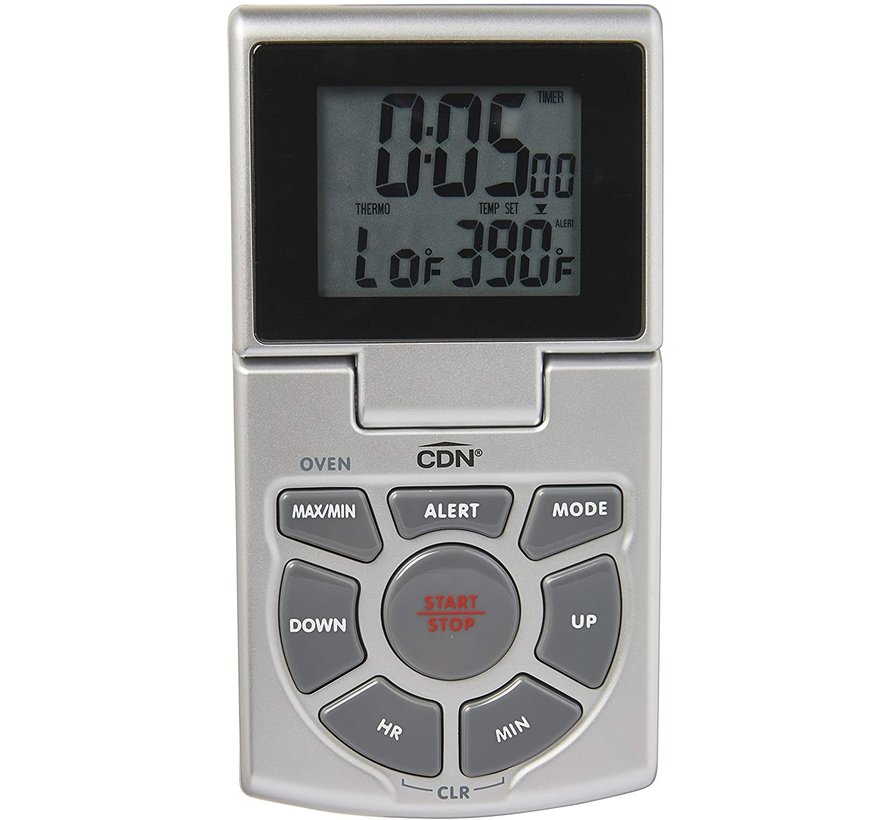 Combo Probe Thermometer, Timer & Clock – Silver