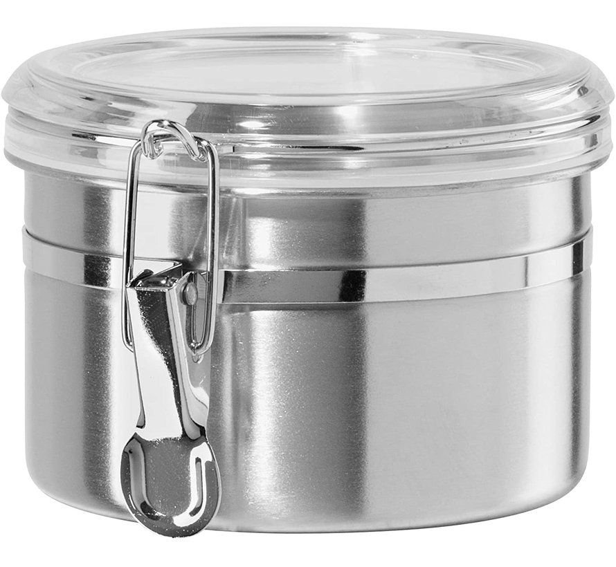 Clamp Canister, Stainless Steel W/Clear Acrylic Lid - 26oz