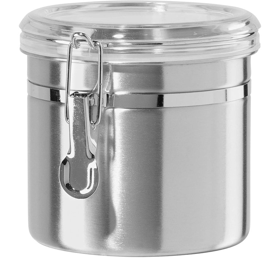 Clamp Canister, Stainless Steel W/Clear Acrylic Lid - 36 oz