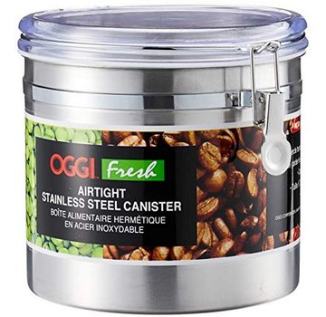 Oggi Clamp Jumbo Canister, Stainless Steel W/Clear Acrylic Lid - 50OZ