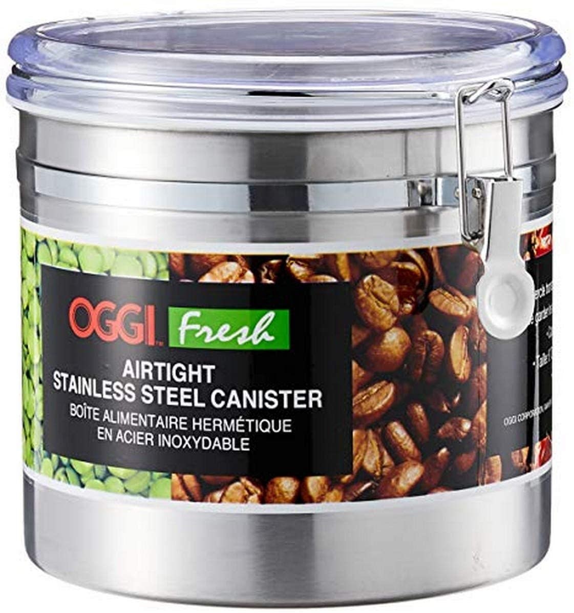 Oggi 15 Oz. Stainless Steel Airtight Canister with Clear Arylic