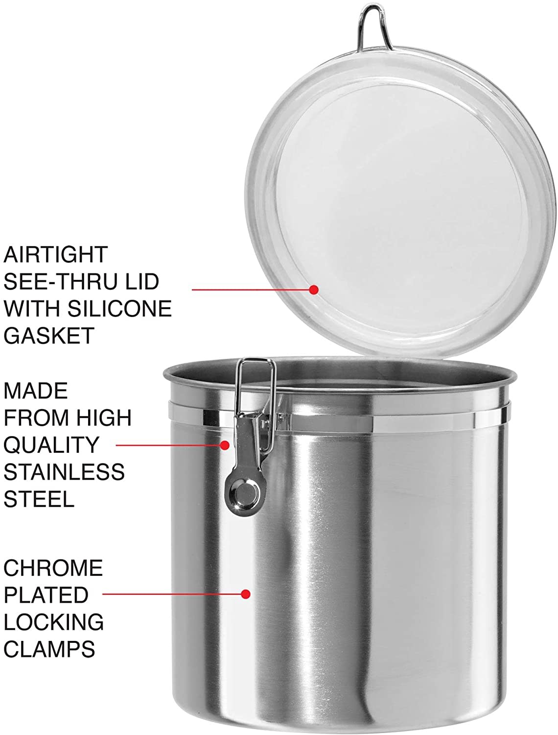 Glass Canisters with Stainless Steel Lids, OGGI