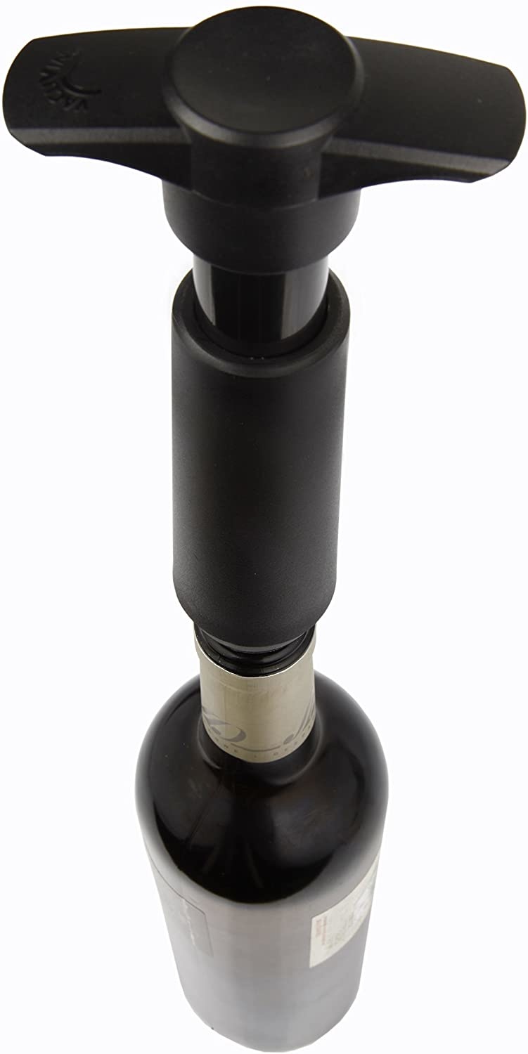 True Brands Vacu Vin 2-Piece Wine Saver Set (Black)
