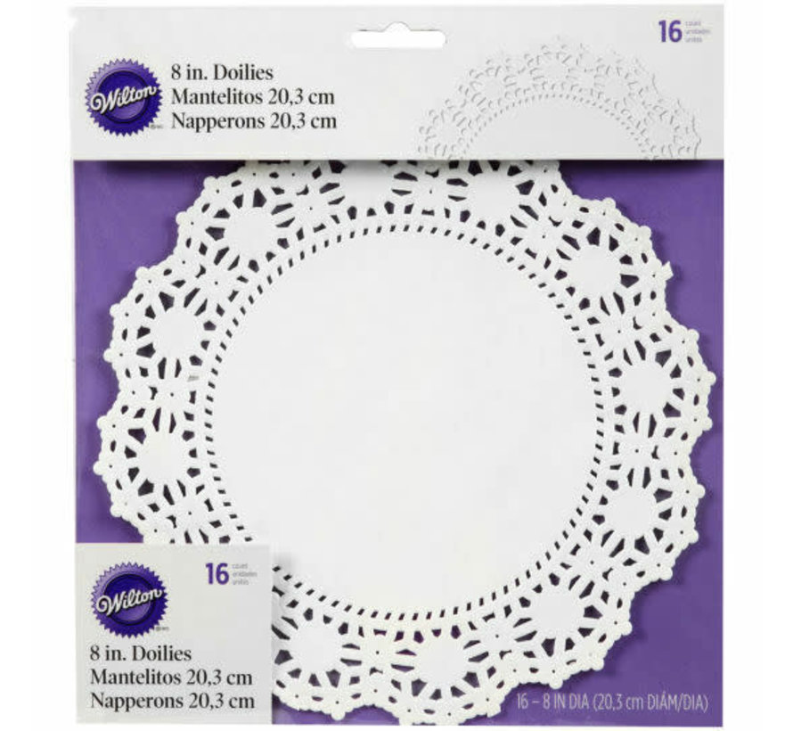 8" Grease Proof Doilies - White