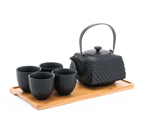 Fuji Tea Set With Strainer & Tray, Black