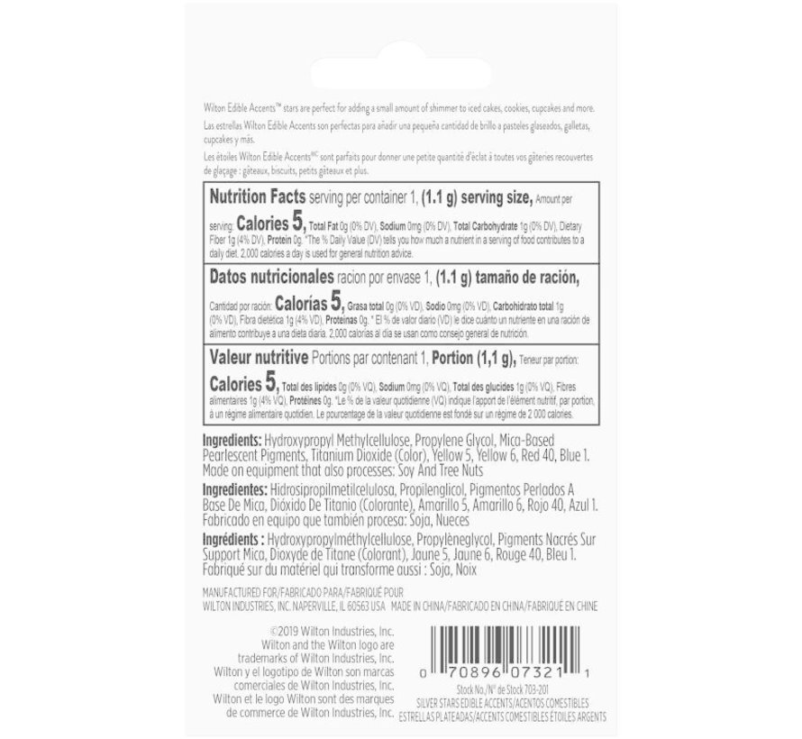 Wilton Silver Stars Edible Accents Spoons N Spice