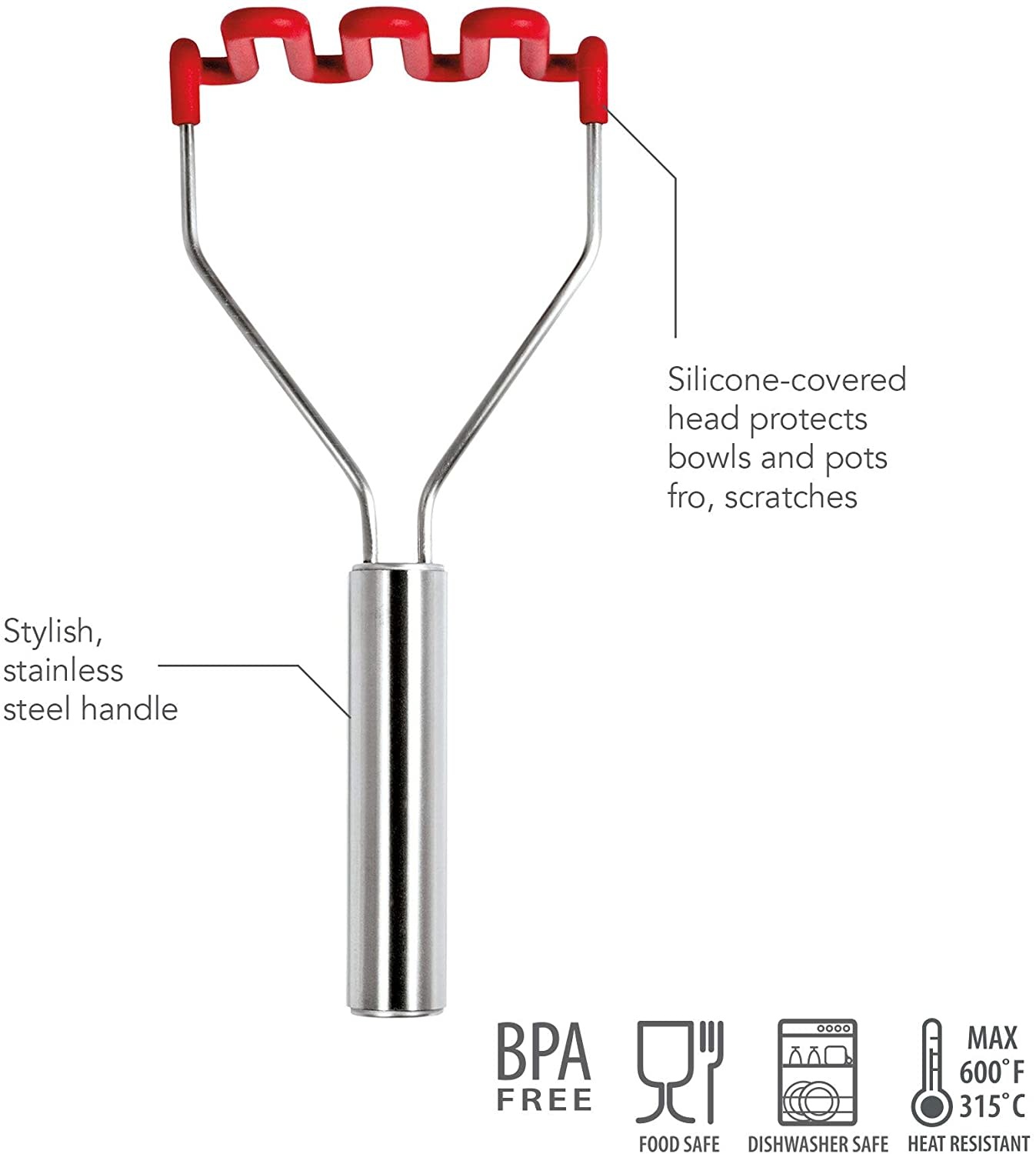 Tovolo Silicone Potato Masher Charcoal Spoons N Spice