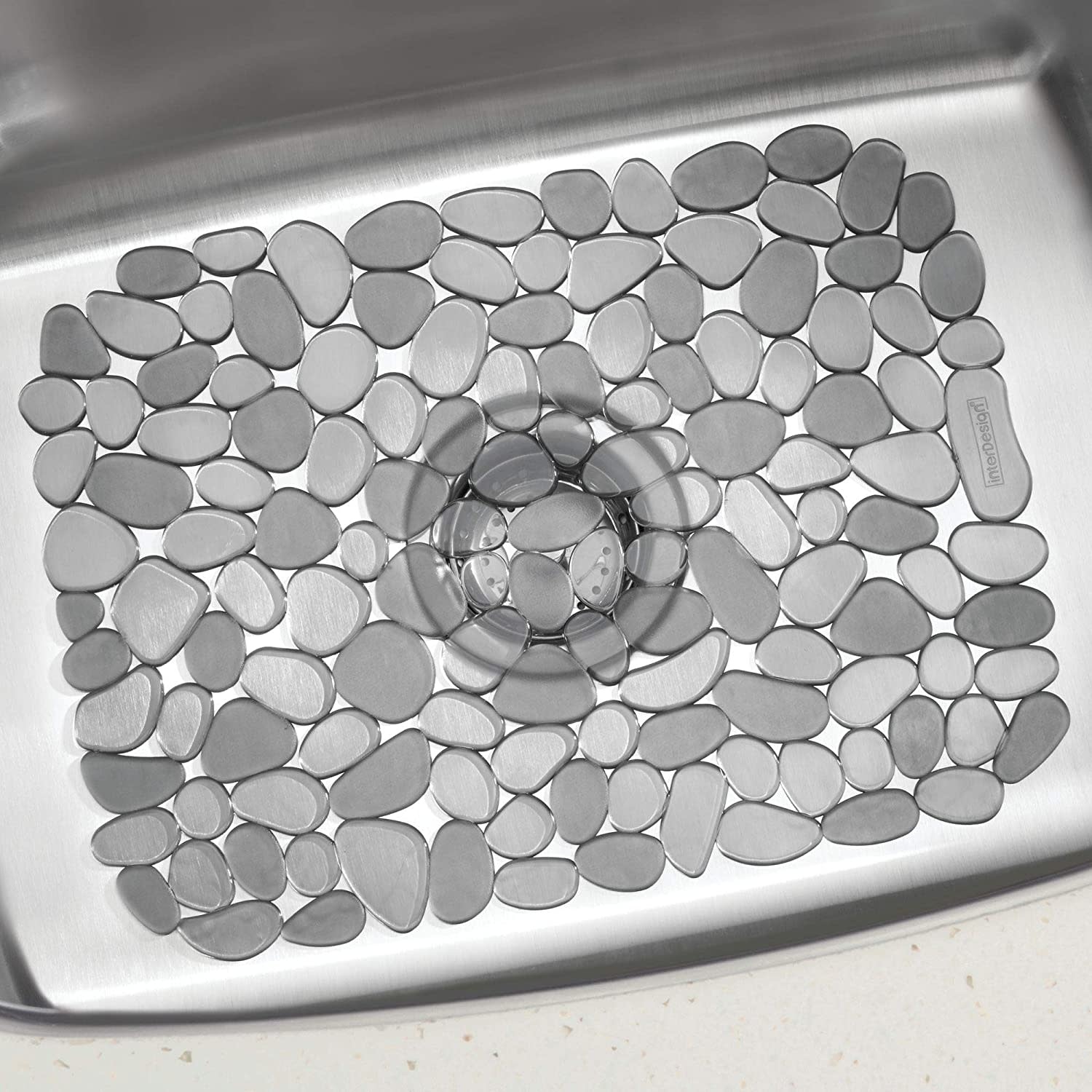 Inter Design Pebblz Sink Mat, Large, Graphite