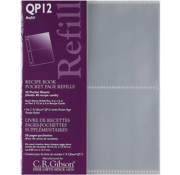 C.R. Gibson Recipe Book Refill-Plastic Transparent Pocket Page Refill