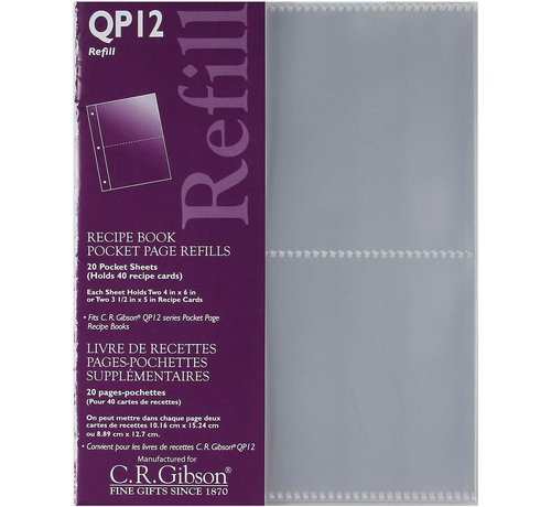 C.R. Gibson Recipe Book Refill-Plastic Transparent Pocket Page Refill