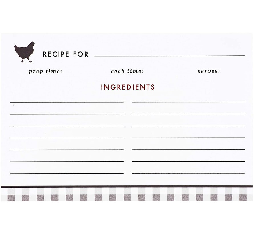 Home Cooked Recipe Cards 4x6