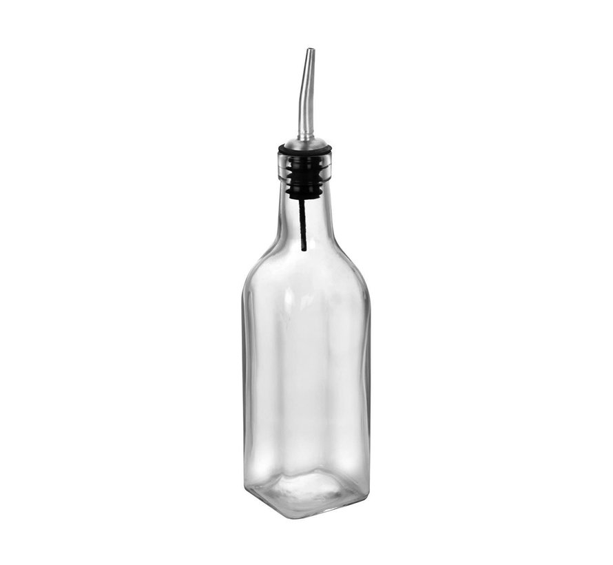 Glass Oil and Vinegar Bottle with Stainless Steel Spout, 9"