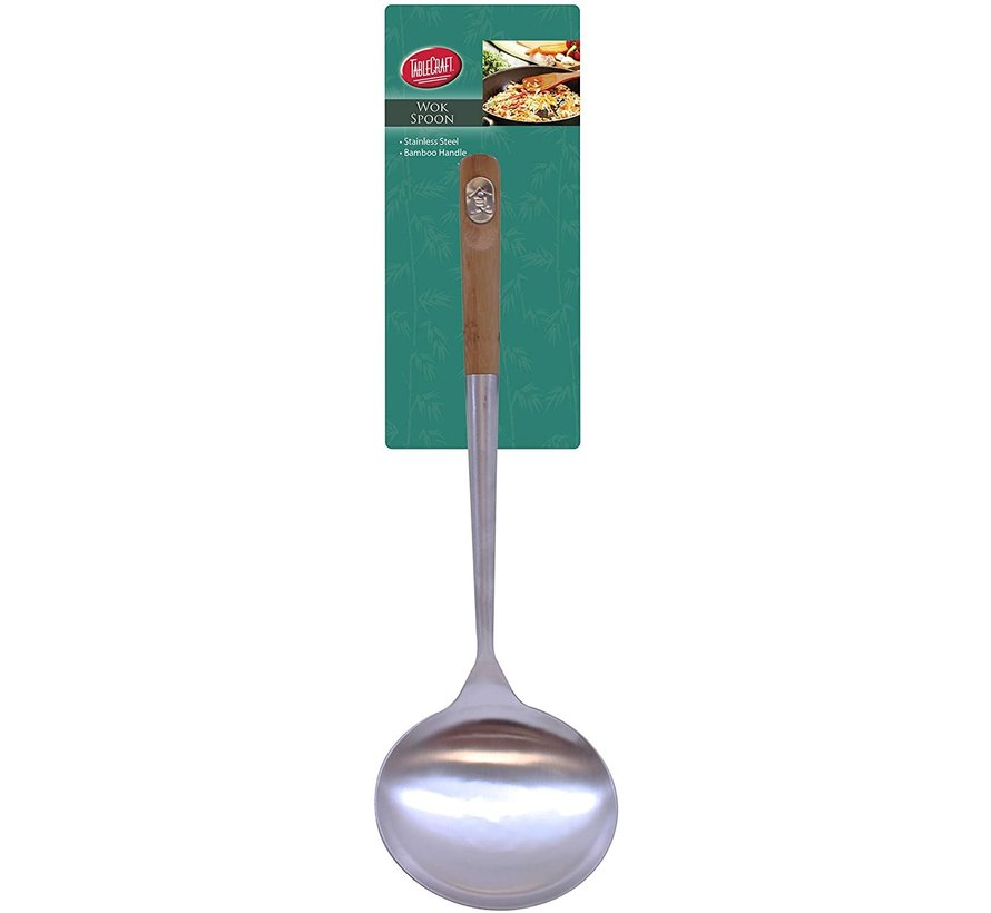 16" Wok Spoon Stainless Steel w/ Bamboo Handle
