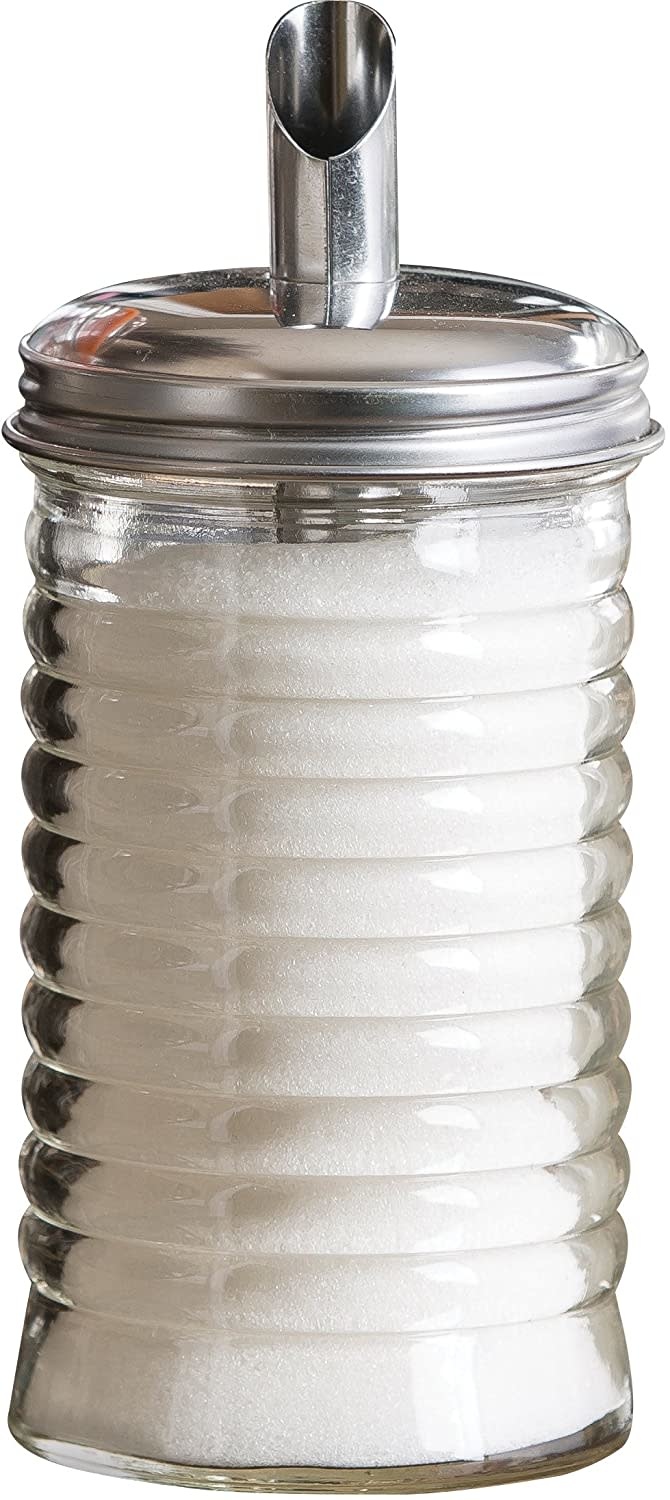 RW Base 11 oz Glass Sugar Pourer - with Spout Lid - 3 x 3 x 7 - 1 count  box