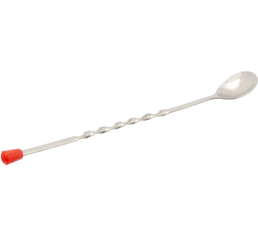 Bar Spoon, Red Knob, Stainless Steel, 11"