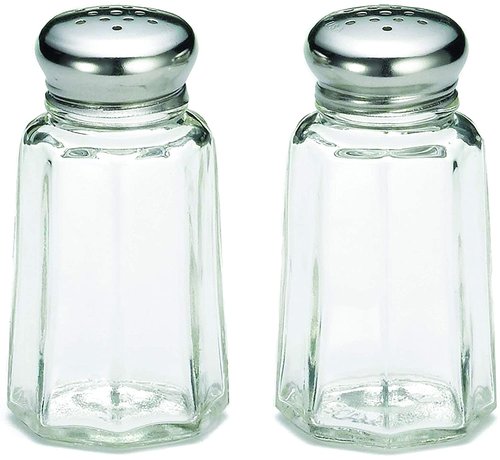 TableCraft 1 oz Paneled S&P Shakers w Stainless Steel Tops