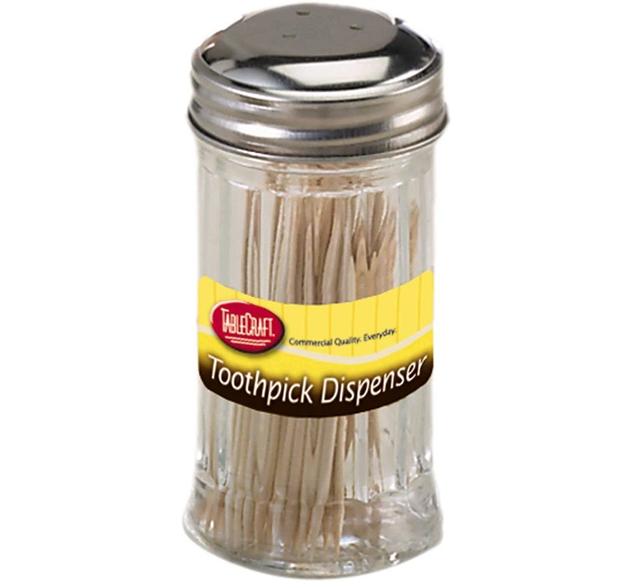 Fluted Glass Toothpick Dispenser, S/S Top