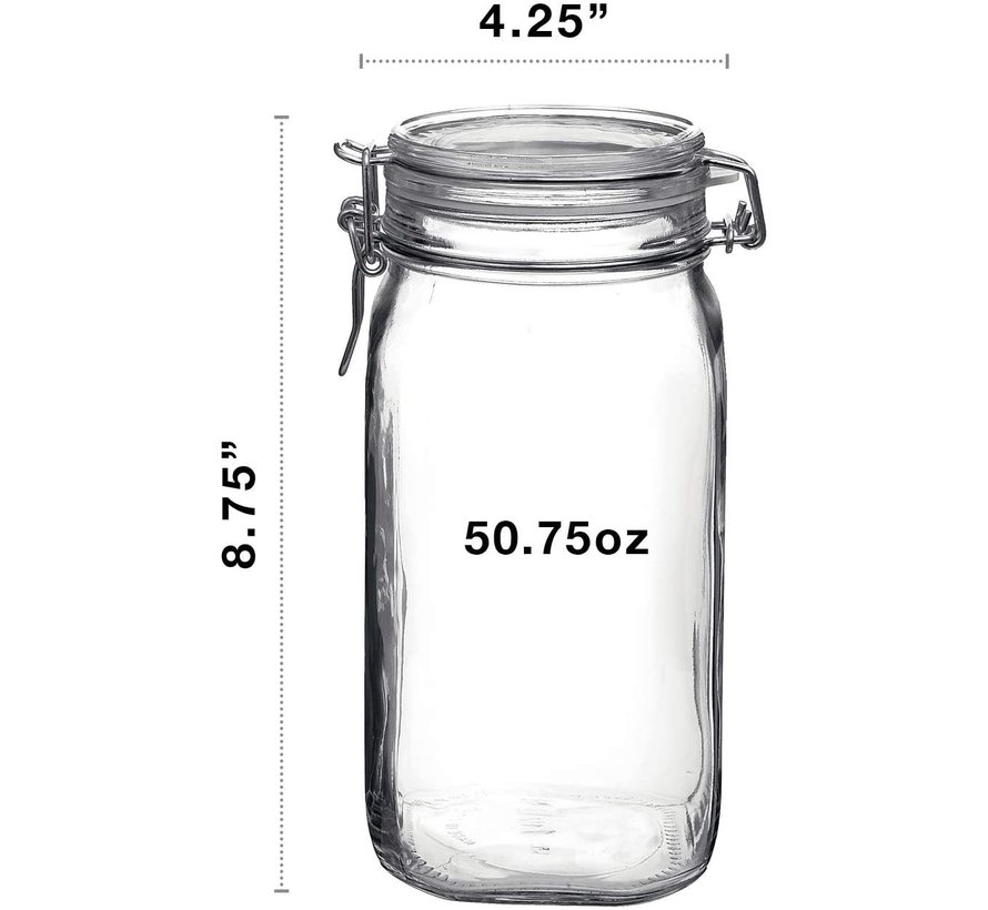 Glass Storage Jar w/ Locking Lid, 50.75 OZ (1.5 Liter)