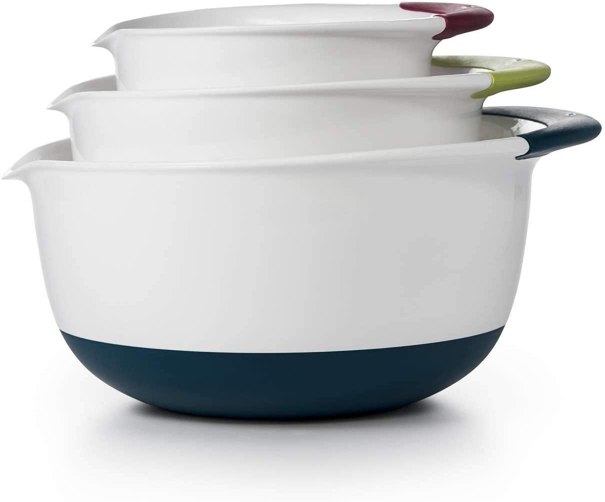 OXO Good Grips Mixing Bowl Set White/Colored Grip, 3 Pc. Spoons N Spice