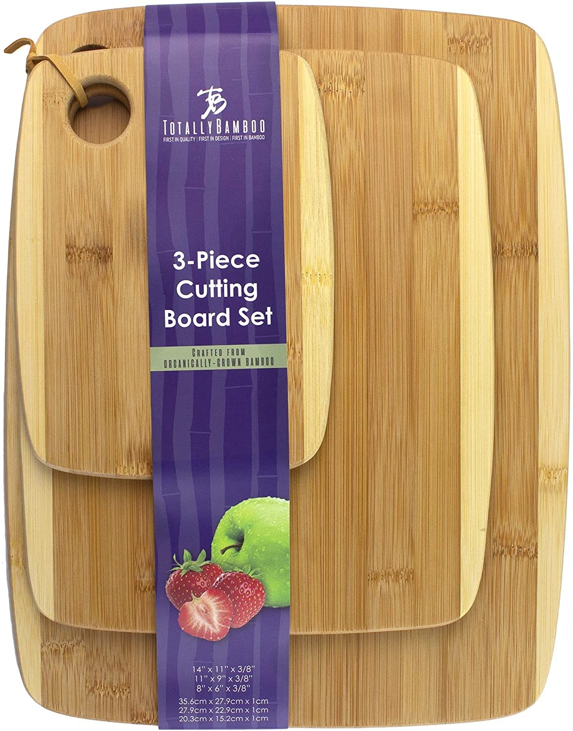 Totally Bamboo 3 Piece TwoTone Cutting Board Set Spoons N Spice
