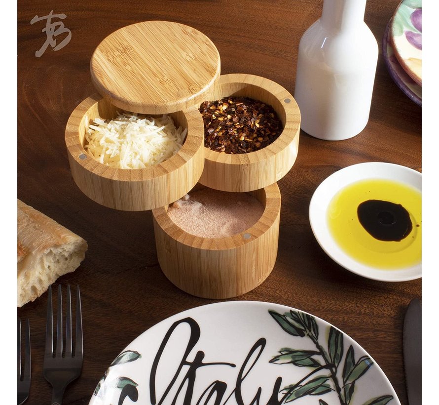 Totally Bamboo 3 Tier Salt Box 3 1/2" x 4 7/8" Spoons N Spice