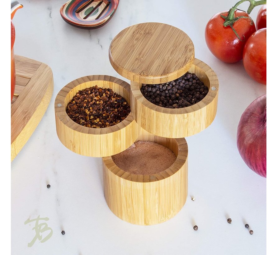 Totally Bamboo 3 Tier Salt Box 3 1/2" x 4 7/8" Spoons N Spice