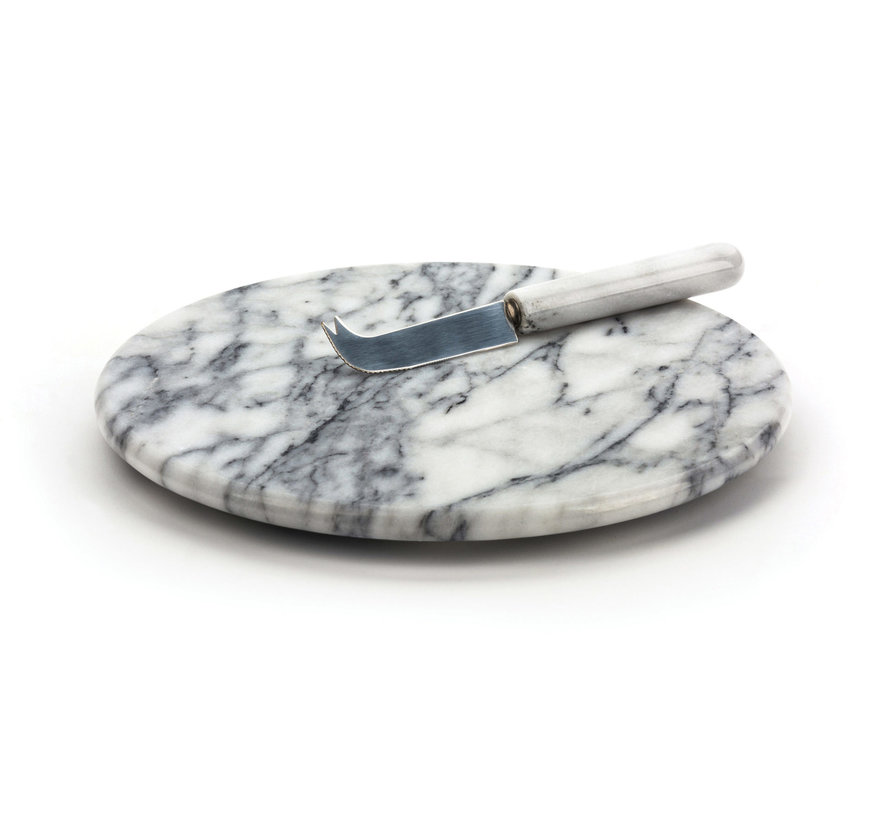 RSVP Marble Cheese Board and Knife Set White Spoons N Spice