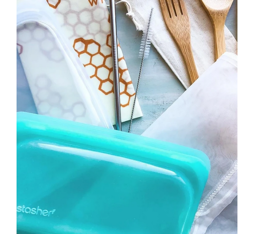 Silicone Reusable Snack Bag: Aqua