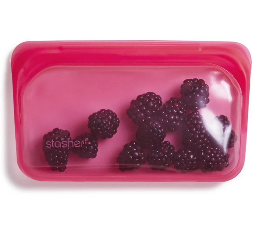 Stasher Silicone Reusable Snack Bag: Raspberry - Spoons N Spice