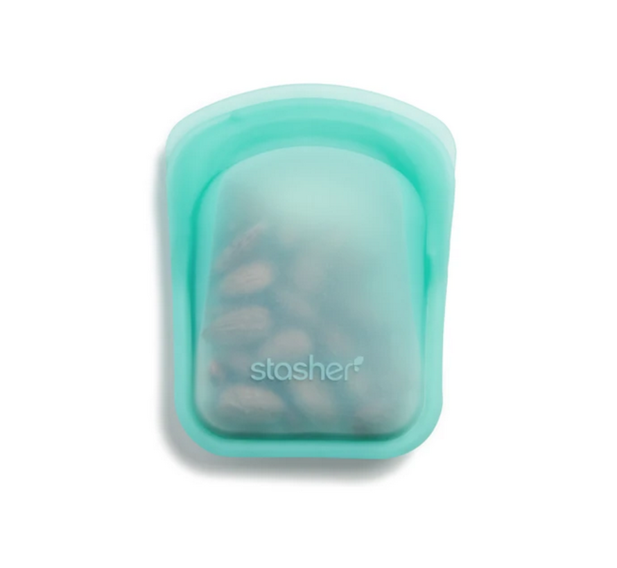 Silicone Reusable Pocket Bag: 2 Pack Aqua & Clear
