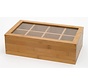 Bamboo Tea Box W/Acrylic Top, 8 Compartment