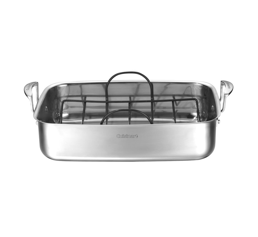 Stainless Steel Roaster With Non-Stick Rack, 15"