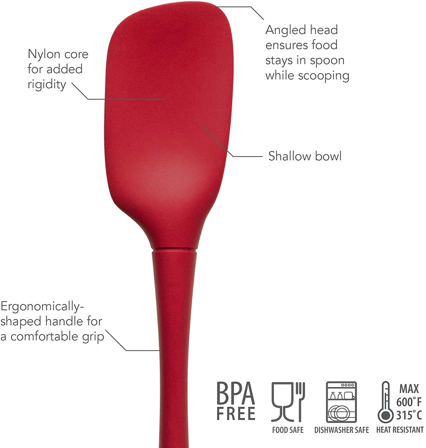 Tovolo Flex-Core All Silicone Spoonula - Cayenne