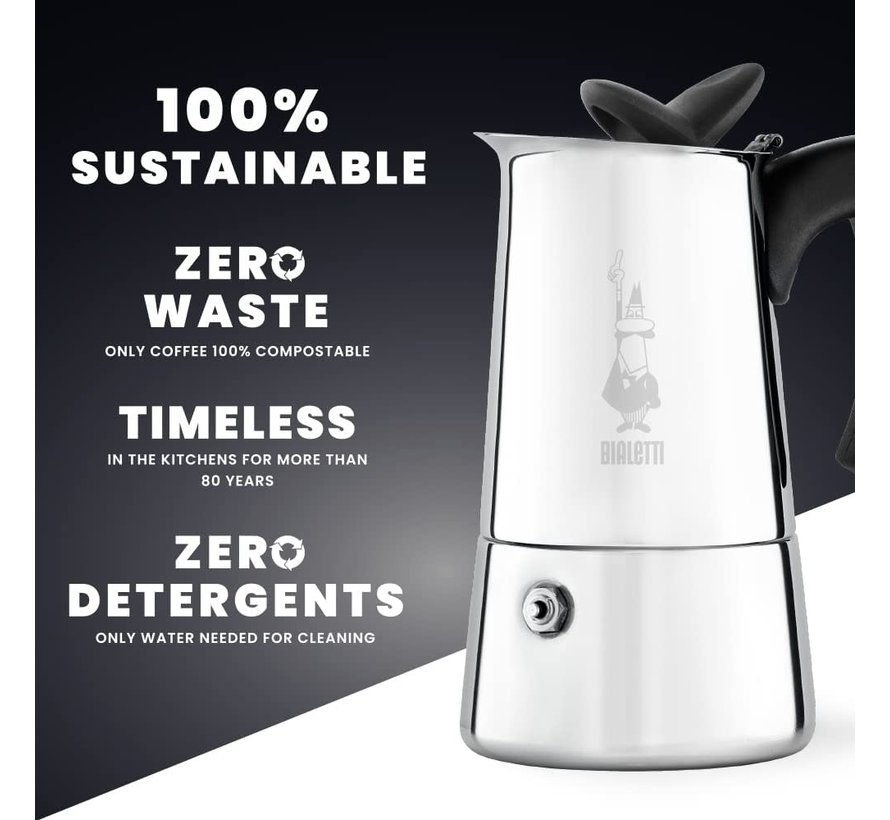 Musa Stainless Steel Espresso Maker, 4 Cup