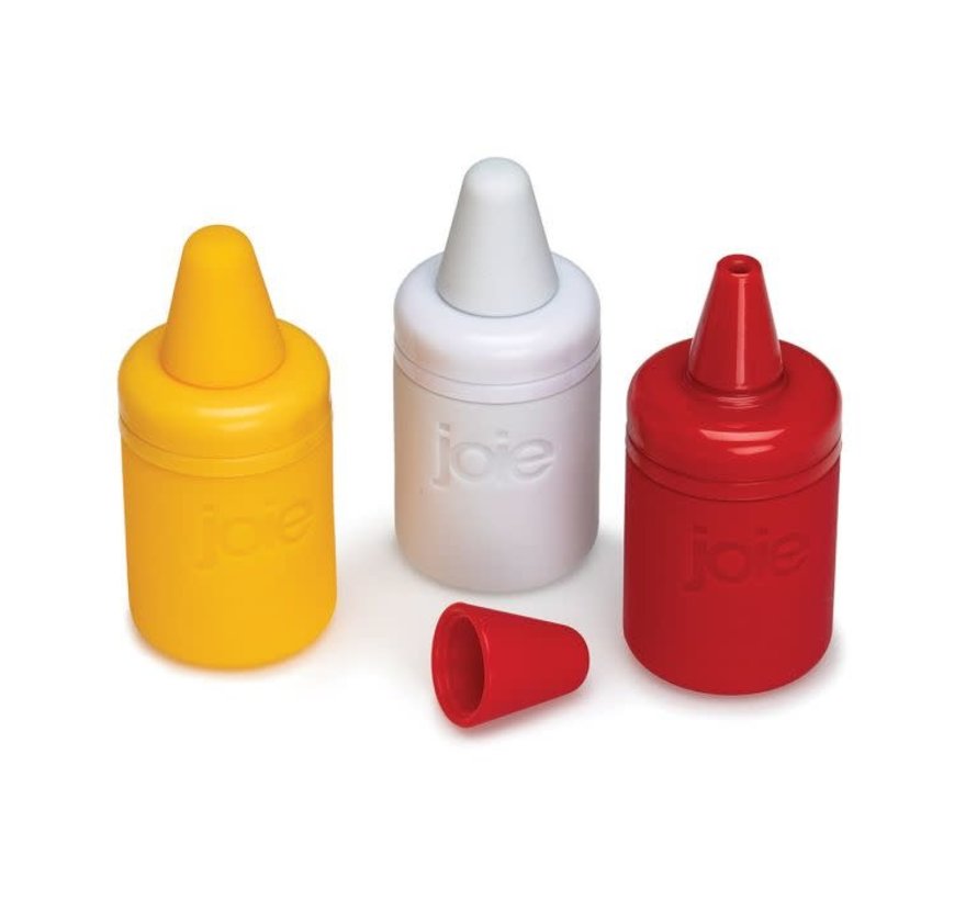 Condiment Mini Squeeze Bottles with Nozzle Caps, Set of 3