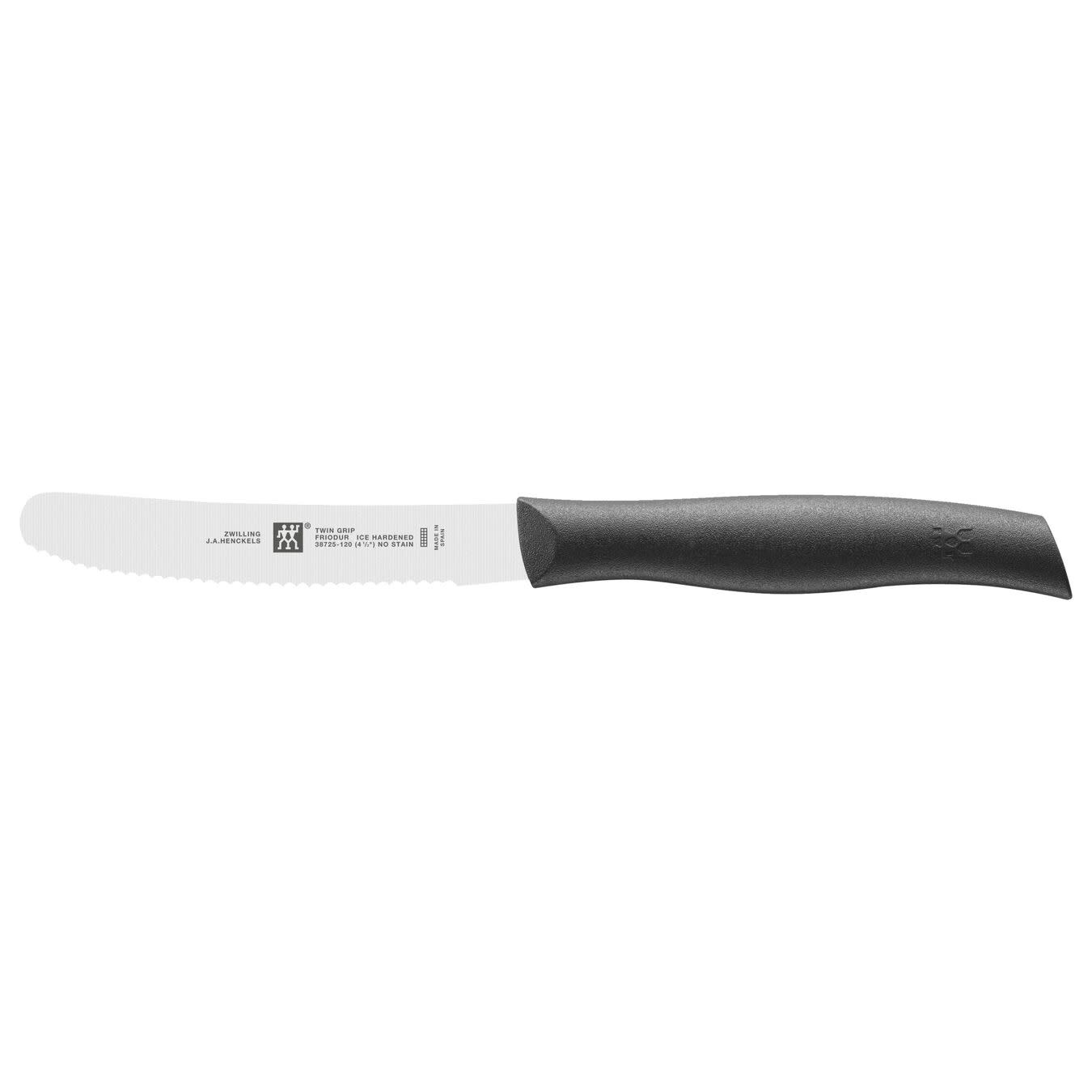 Zwilling Twin Grip 5'' Universal Serrated Knife, Black Spoons N Spice