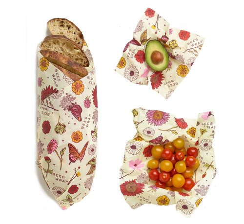 Bee's Wrap 3 Pack Assorted Sizes, Meadow Magic Vegan