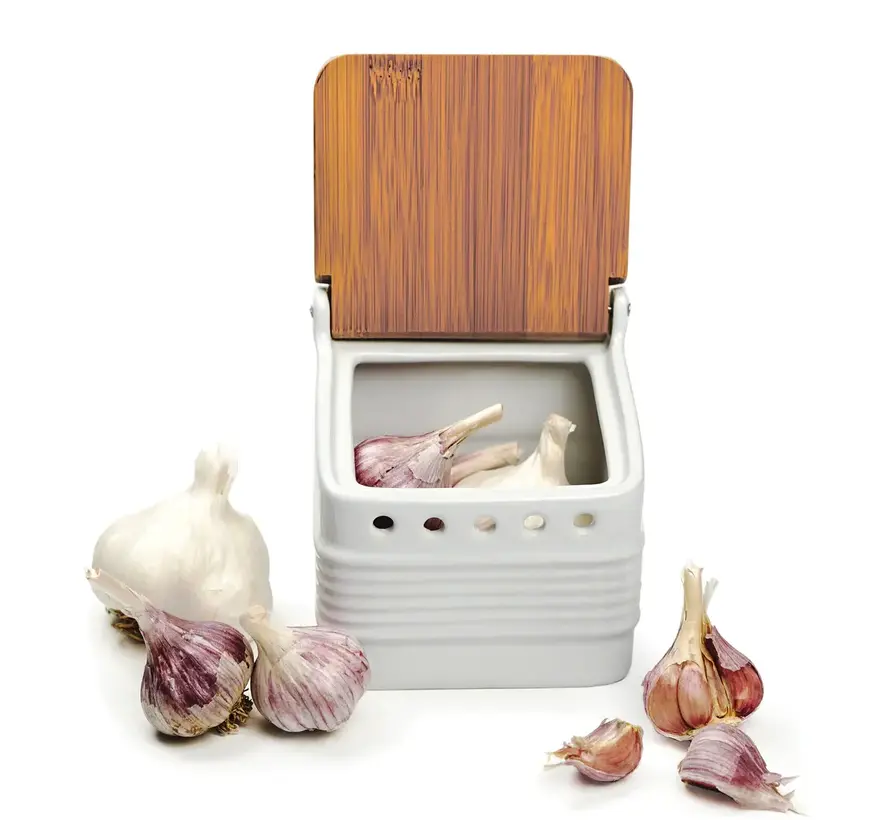 Stoneware Garlic Keeper - White