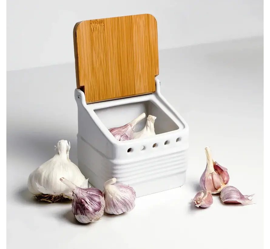 Stoneware Garlic Keeper - White