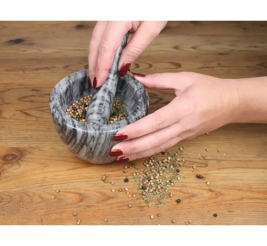 Grey Marble Mortar & Pestle