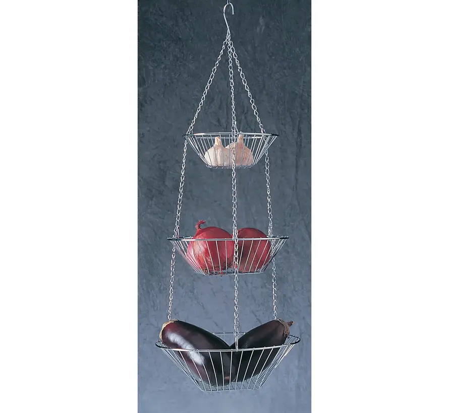 3-Tier Hanging Baskets, Chrome Wire