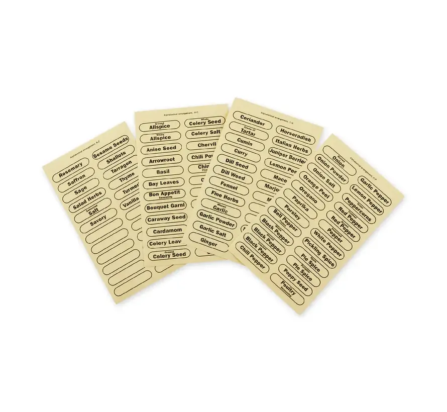 Clear Spice Labels, Set of 96