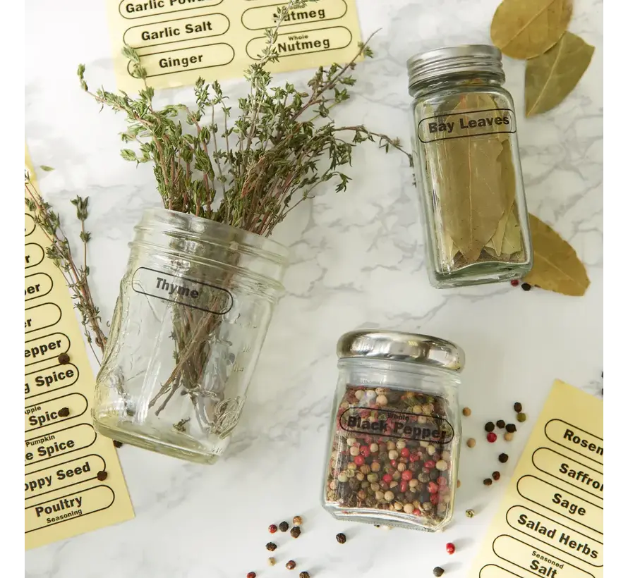 Clear Spice Labels, Set of 96